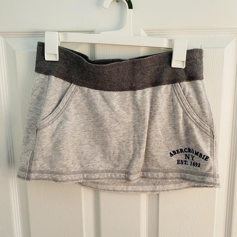 Abercrombie Skirt Women XL 11 Gray Heather Mini Sweatshirt Vintage y2k 2004 logo